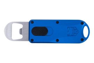 Cobratec OTF Bottle Opener with Pocket Clip with blue aluminum body